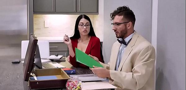  Nerdy babe Alex Coal drooling on her teachers big cock